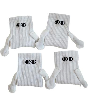 Funny Magnetic Suction Couple Socks - Hand in Hand Doll Black White Novelty Cartoon Socks for Men Women - Unisex Holding Hands Socks for Couples - Buy Online on GoSupps.com