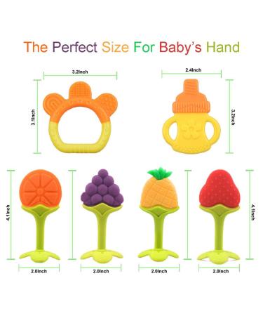 BPA Free Silicone Baby Teething Toys - 6 Pack | Freezer Safe & Organic Infant Teethers for Natural Brain Development - Buy Online on GoSupps.com