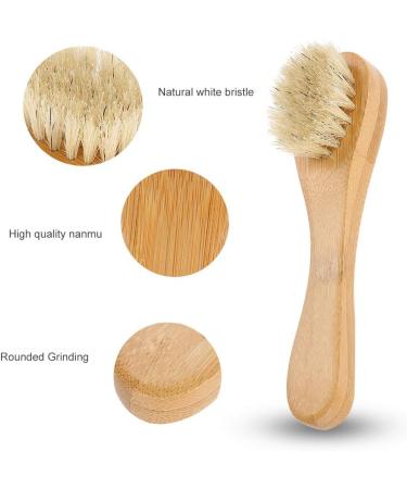 Soft Bristle Facial Cleansing Exfoliating Brush with Wood Handle - Skin Cleaning Scrubber for Face, Neck, and Hands - Buy Online on GoSupps.com