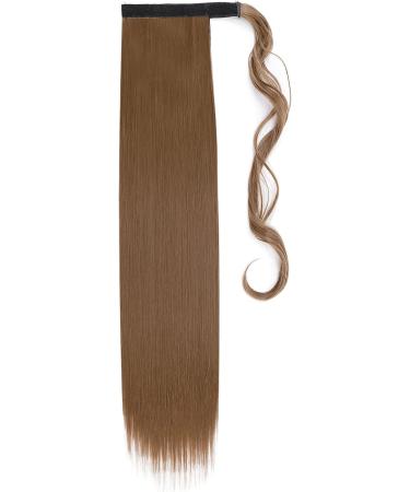 23" Long Straight Wrap Around Ponytail Clip in Hair Extensions One Piece Hairpiece Magic Tape in Pony Tail Extension for Women Light Brown - Buy Online on GoSupps.com