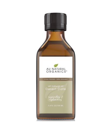 Au Natural Organics Desert Date Oil   Cold Pressed Extra Virgin Oil | Anti-Wrinkle  Anti-Aging | 100% Pure & Natural Organic Oil | Strengthens Hairs| Restore Elasticity | Unrefined - 3.4 Oz 100 Ml