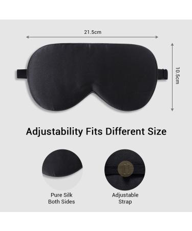 LaCourse 100% Natural Mulberry Silk Sleep Eye Mask - 19 Momme Organic Silk - Adjustable for Women & Men - Black - Buy Online on GoSupps.com