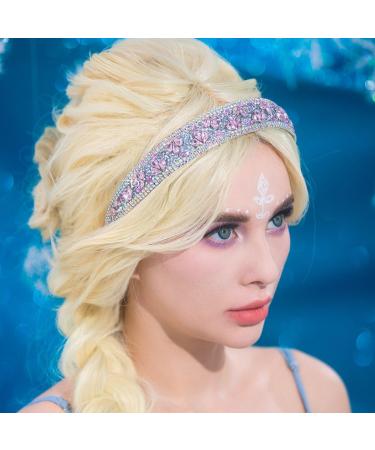 Flayem Rhinestone Headband Glitter Sparkly Crystal Hair Hoop Gorgeous Padded Wide Hair band Jewelry Accessories Prom Banquet Headwear for Women and Girls (Pink) - Buy Online on GoSupps.com