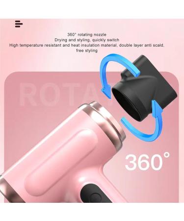 Portable Hair Dryer 200W Cold Hot Wind Mini Hair Dryer with Lightweight Design 15000mAh USB Rechargeable Cordless Travel Hair Dryer Blow Dryer with Nozzle for Students Roseate - Buy Online on GoSupps.com