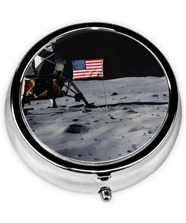 Astronaut On The Moon Pill Box | 3 Compartment Mini Travel Medicine Holder | Decorative Pocket Organizer for Vitamins & Tablets - Buy Online on GoSupps.com