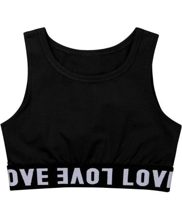 Freebily Girls Stretchy Sports Bra Dance Crop Top Black Love 8-10 - Buy Online on GoSupps.com