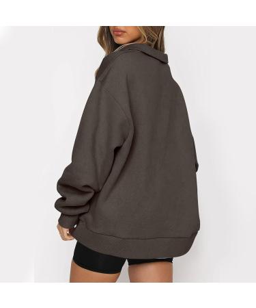 Beppter Women's Christmas Oversized Quarter Zip Sweatshirt Hoodie - Brown Medium | Y2K Fall Fashion - Buy Online on GoSupps.com