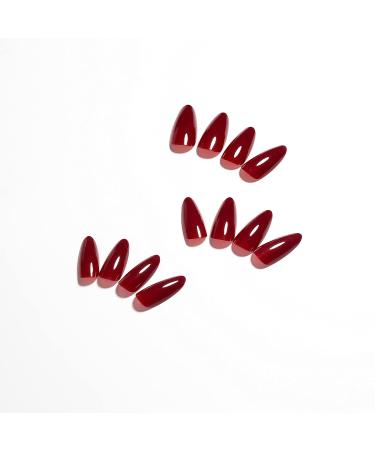 Wine Red Almond Shaped Press on Nails - 24pcs Xcreando Medium Length Fake Acrylic Glue on False Nails for Women and Girls - Buy Online on GoSupps.com