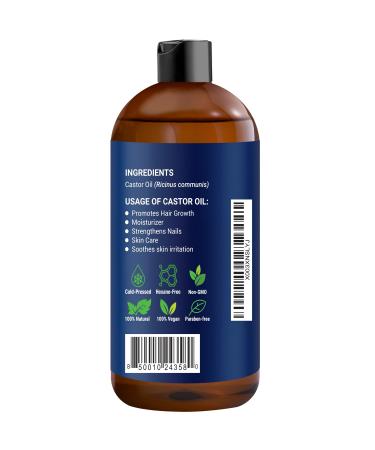 Nexon Botanics Organic Castor Oil for Hair Growth 8 fl oz | Cold Pressed Unrefined Castor Oil for Skin & Hair Care | Aceite De Ricino Organico - Buy Online on GoSupps.com