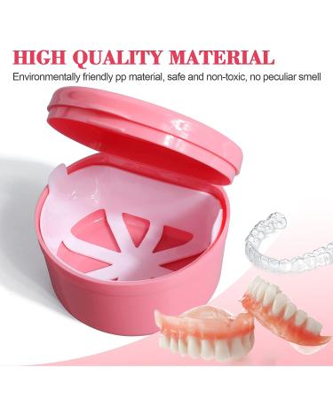 Denture Bath Box with Basket - Complete Clean Care Case for False Teeth, Clear Braces, Night Guards & Retainers - Travel-Friendly Soaking Solution with Free Brush (Pink) - Buy Online on GoSupps.com