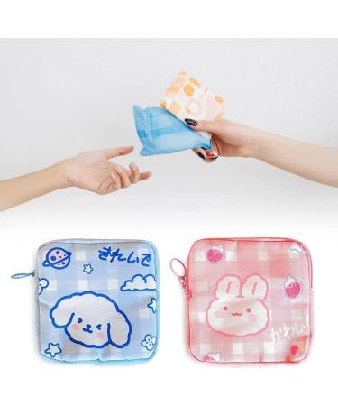 AOOPOO 2-Pack Portable Women's Bandages Storage Box | Floor Organizer for Women & Teens | Feminine Menstruation Pocket Bag - Purple & Blue - Buy Online on GoSupps.com