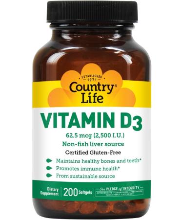 Country Life Vitamin D3 5000 IU Supports Healthy Bones Teeth and Immune System Daily Supplement 60 ct 60 Count (Pack of 1) - Buy Online on GoSupps.com