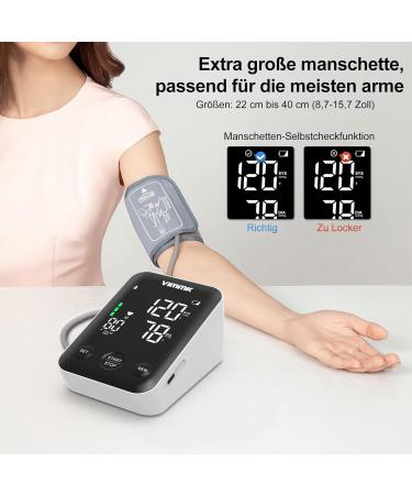 Vimmk Blood Pressure Monitor - Digital Upper Arm Device with LED Display Arrhythmia Detection Pulse Measurement & 2x120 Memory - Cuff Size 22-40cm - Black - Buy Online on GoSupps.com