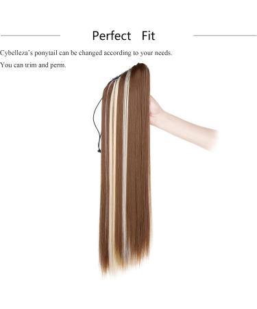 Cybelleza 22inch Ponytail Hair Extensions Ponytail Claw Jaw on Long Straight Pony Tails Clip in Hair Extensions Synthetic Hair pieces for Women (Golden Brown & Bleach Blonde) 22" Golden Brown&Bleach Blonde - Buy Online on GoSupps.com
