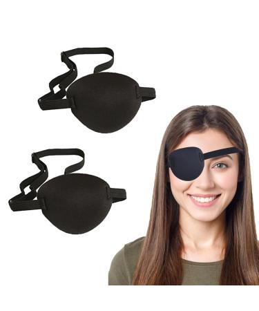 2 pieces of eye flaps eye flap medically adult and children eye flap pirate elastic sleep eye patch left right eye the recovery phase use after operations (black)