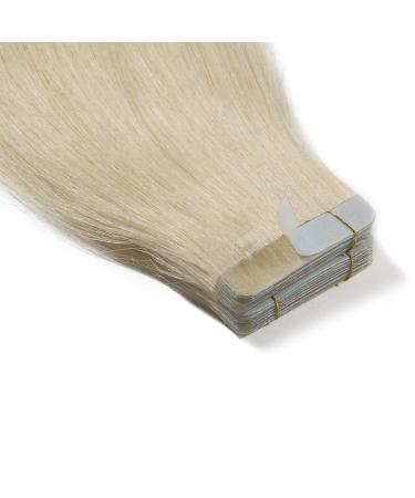 UK Fashion Shop Tape Extensions - 100% Human Hair 50g #60 Platinum Blonde 55cm | Premium Tape In Hair Extensions - Buy Online on GoSupps.com