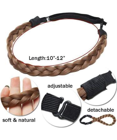 Braided Headband Hair 3 Strands Synthetic Hairpiece Classic Chunky Wide Thick Plaited Braids Elastic Headband Women Hair Extension Real Natural Look Samll Size Chocelate Brown mix Aubrun - Buy Online on GoSupps.com