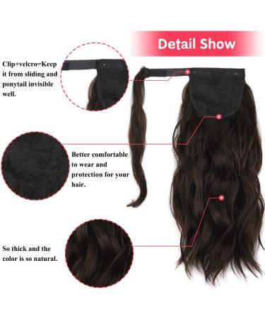Pferdeschwanz Brown Ponytail Extension with Bangs - 40cm Heat-Resistant Curly Hair for Women | Realistic Clip-In Hair Part 078A - Buy Online on GoSupps.com