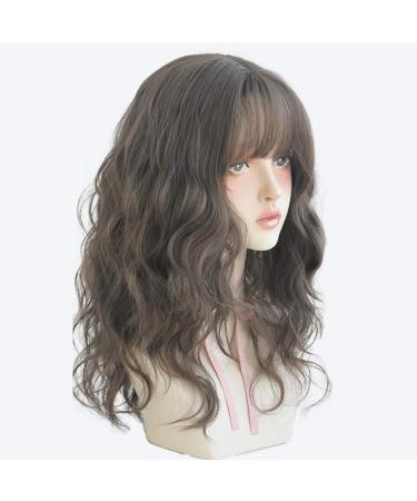 URCGTSA Long Wavy Synthetic Party Wig with Bangs - 22 Heat Resistant Fiber Hair in Cold Brown for Women - Buy Online on GoSupps.com