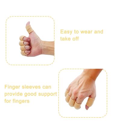 Finger Sleeves Thumb Splint Brace - Breathable Elastic Compression Support for Pain Relief & Sports - 10PCS, Beige - Buy Online on GoSupps.com