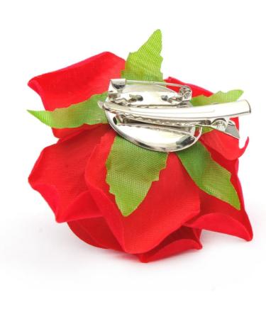 2 in 1 Artificial Big Rose Flower Hairpin Hair Clips Flower Brooch for Women Party (Dull Red) Dark Red - Buy Online on GoSupps.com