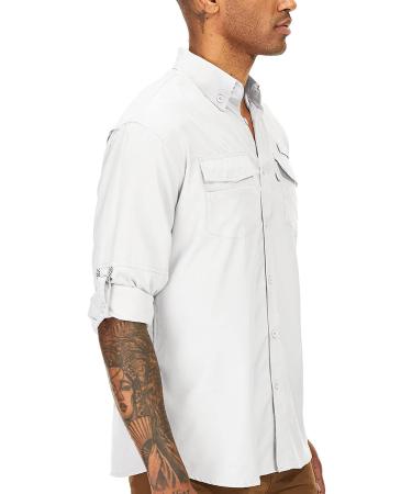 Asfixiado Men's Long Sleeve Fishing Shirt UV Protection UPF 50+ Lightweight Cooling Hiking Shirt 3XL White - Buy Online on GoSupps.com
