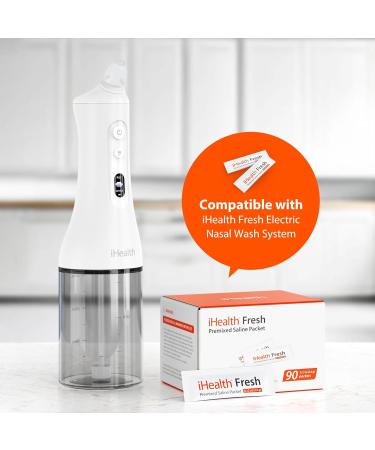 iHealth Fresh Premixed Saline Packet 90 Packets 0.9% Isotonic Saline Solution for Electric Nasal Irrigator - Non-Iodized Sinus Relief & Allergy Care - Buy Online on GoSupps.com