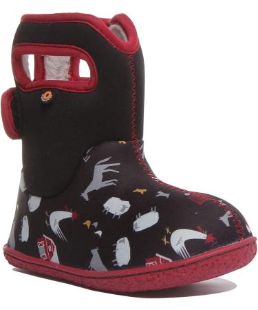 BOGS Baby Wellington Boots Plum Flower Stripe 71565 | UK Child Size 3-8 | Farm Black Multi - Buy Online on GoSupps.com