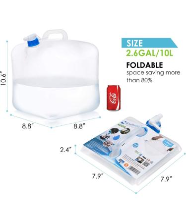 Gowithwind Collapsible Water Container 2-Pack - BPA Free Camping Water Storage Jug with Spigot, Portable Canteen for Outdoor Hiking and Emergency Survival - 2.6 Gal - Buy Online on GoSupps.com
