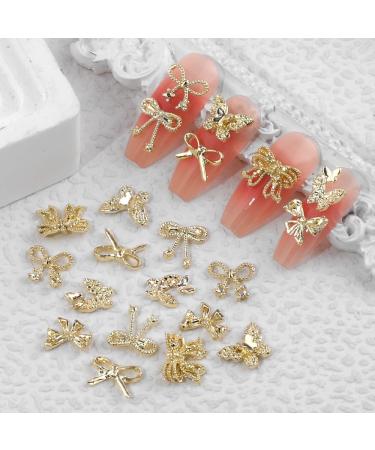 50 Piece 3D Gold Bow & Butterfly Nail Charms - Premium Alloy Nail Art Decor for Stunning Nail Designs - Buy Online on GoSupps.com