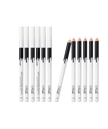 OIIBWQ Bundle of 2 Sets Waterproof Eye Makeup Pencils in White 12pcs