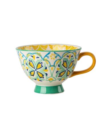 ZAANU Creative Tea Cups High Temperature Firing Heat Resistant Durable Retro Painted Pattern 420ml Coffee Mug Style B 1697 Color Style C