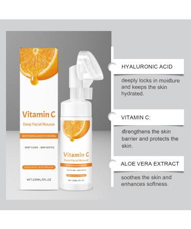 YUNFAX Vitamin C Deep Facial Mousse whitening & moisturizing facial cleanser with hyaluronic acid and aloe vera gentle foaming cleanser for deep cleansing skin radiance and barrier strength 150 ml 2 2 pieces - Buy Online on GoSupps.com