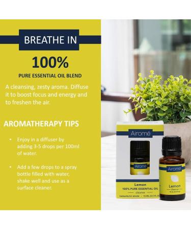 Buy Airom 100% Pure Therapeutic Grade Lemon Essential Oil | Non-GMO Ethically-Sourced | 15 mL Amber Glass Bottle - International Shipping Available - Buy Online on GoSupps.com