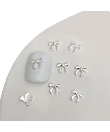 3D Metal Nail Nail Embellishments 20pcs Bowknot Nail Decorations For Individual Styles Nail Embellishments 07 silver