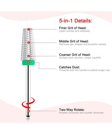 BNG 5 in 1 Carbide Nail Drill Bit - Coarse Silver | Fast Acrylic & Hard Gel Removal | Professional Electric Nail Drill Tungsten Steel Bits | 3/32 Manicure Pedicure Tool - Buy Online on GoSupps.com