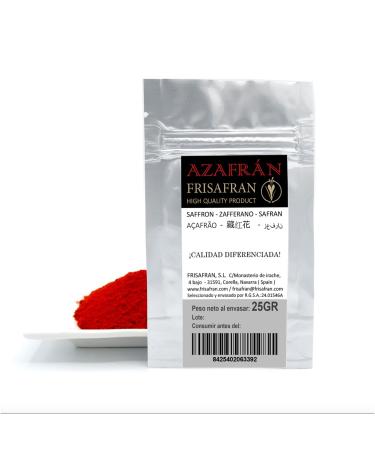 FRISAFRAN | Safran Moulu 25g | Poudre de Safran | Moulue de Safran | safran poudre | Safran Bio | Safran Biologique | safran moulu | Sans Colorant ni Conservateur | pice certifi e | Safran naturel 25Gr