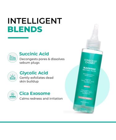 Concious Chemists Blackhead Melting Water | 100ml | Gentle Pore Treatment with Succinic Glycolic Acid & CICA Exosome | Unclogs Pores Dissolves Blackheads & Smoothens Skin | Toner for Men & Women - Buy Online on GoSupps.com