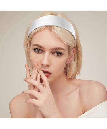 DEEKA 2 Inch Wide Satin Headband for Women and Girls - White/Black 2 Pack - Stylish Hair Accessory - Buy Online on GoSupps.com