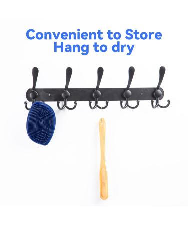 YEADMAL Exfoliating Silicone Body Scrubber Shower Brush - Gentle Massage Loofah Bath Scrub for Men, Women, Baby - Hygienic & Lathers Well - 1 Pack (Dark Blue) - Buy Online on GoSupps.com