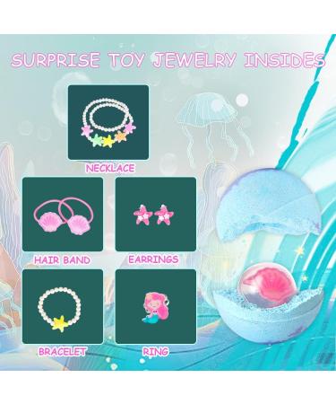 Canvalite Kids Bath Bombs - 6 Pcs Handmade Mermaid Gifts for Girls | Skin-Friendly Natural Spa Fizzy Bubble Bath with Surprise Inside Little Girls Jewelry - Buy Online on GoSupps.com