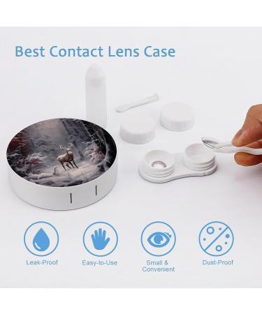 Winter Wildlife Elk Deer Contact Lens Travel Kit | Portable Cute Contact Box with Mirror for Outdoor Use - Buy Online on GoSupps.com