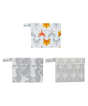 3 Pieces Reusable Mini wet bag for Mama Cloth Menstrual Pads/Breast Pads 7x5.5 Inch(3MN4)