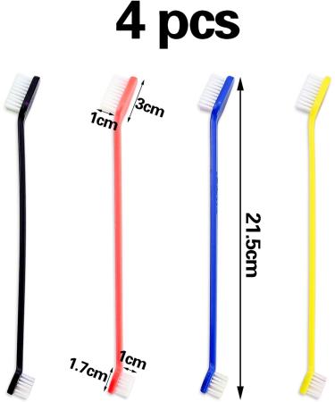 4 Pack Dog & Cat Toothbrush - Best Dental Care for Small Dogs & Cats | Anti-Plaque in Black Yellow Red Blue - Buy Online on GoSupps.com