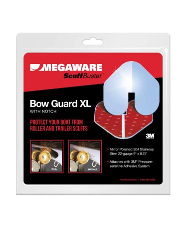 MEGAWARE KEELGUARD ScuffBuster Bow Guard XL with Notch, 9" X 8.75", 3M Adhesive, 316-Stainless Steel, 80638