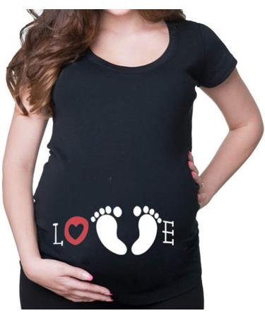 Maternity Short Sleeve Pregnancy Tee - Cute Funny T-Shirt for Pregnant Women (Love Blue, Size M) - Buy Online on GoSupps.com