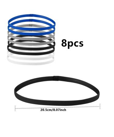 Avodova 8 STK Sport Headbands for Kids | Anti-Slip Elastic Hair Bands for Boys & Girls | Small Head Circumference 45-50 cm | Black White Blue Gray - Buy Online on GoSupps.com