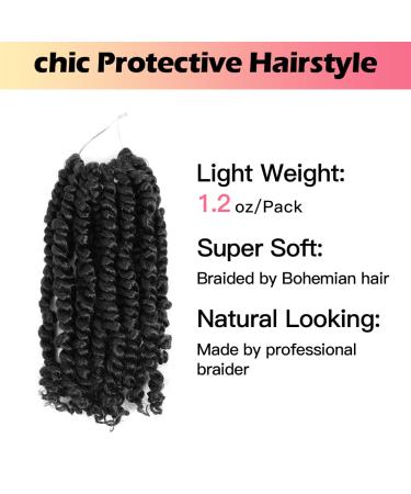Niseyo 6 Inch Pre-twisted Passion Twist Hair 8 Packs Pre-looped Crochet Short Braids 1B/Natural Black - Buy Online on GoSupps.com
