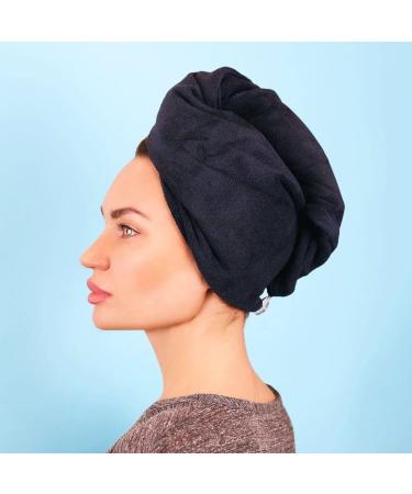 Sleek'e Microfiber Hair Wrap - Ultra Absorbent and Soft Anti-Frizz Turban Twist Hair Drying Towel Reduces Drying Time by 50% for Healthier Hair (Black)