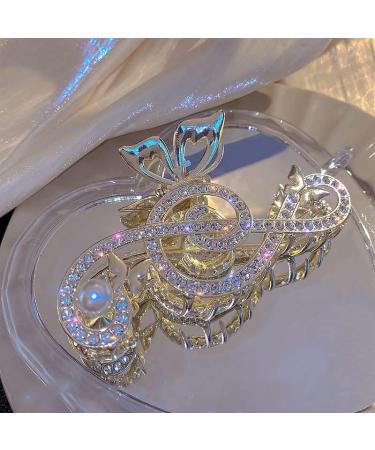 Women Elegant Music Clef Shape Hair Clips Glitter Rhinestone Pearls Decor Hairpins Shark Clip Party Headdress 03 (Color : 1) - Buy Online on GoSupps.com